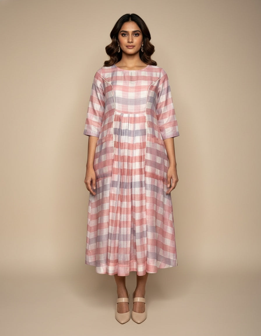 Kia Dress- Pink Checks