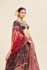 Niha Lehenga Set with Dupatta - Maroon