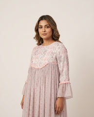 Tia Kurtha Set- Grey & Pink