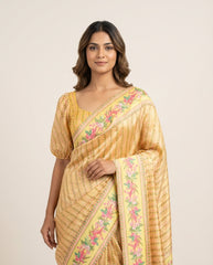 Ruvymist Allover Yellow Saree with Blouse