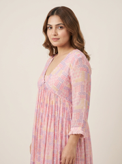 Ana Dress with Cape- Pink