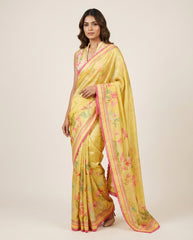 Regal Yellow Dhaman Saree with Blouse