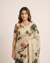Blushbreeze Olive Green Saree with Blouse