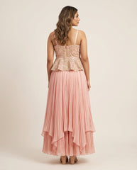 Zoya peplum set with cape - Peach