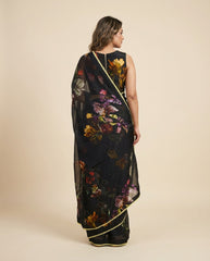 Crystal Veil Bottle Green Saree with Blouse