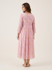Ana Dress with Cape- Pink