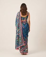 Regal Blue Dhaman Saree with Blouse
