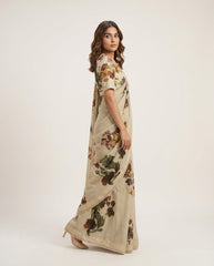 Blushbreeze Olive Green Saree with Blouse