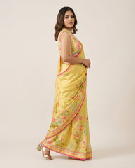 Regal Yellow Dhaman Saree with Blouse