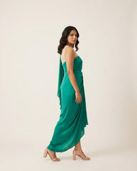 Naya Drape Dress- Green RTS