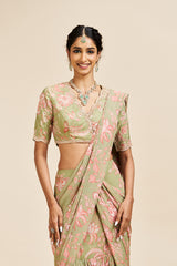 Nirvana drape saree set_ Green