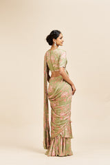 Nirvana drape saree set_ Green