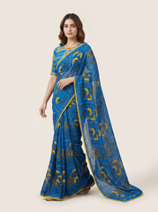 Lyra Blue Organza Saree with Blouse