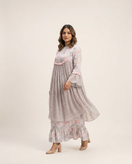 Tia Kurtha Set- Grey & Pink