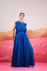 Luna Jumpsuit With Short Cape - Blue