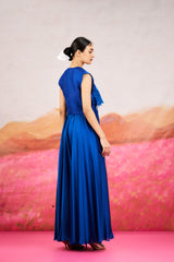 Luna Jumpsuit With Short Cape - Blue