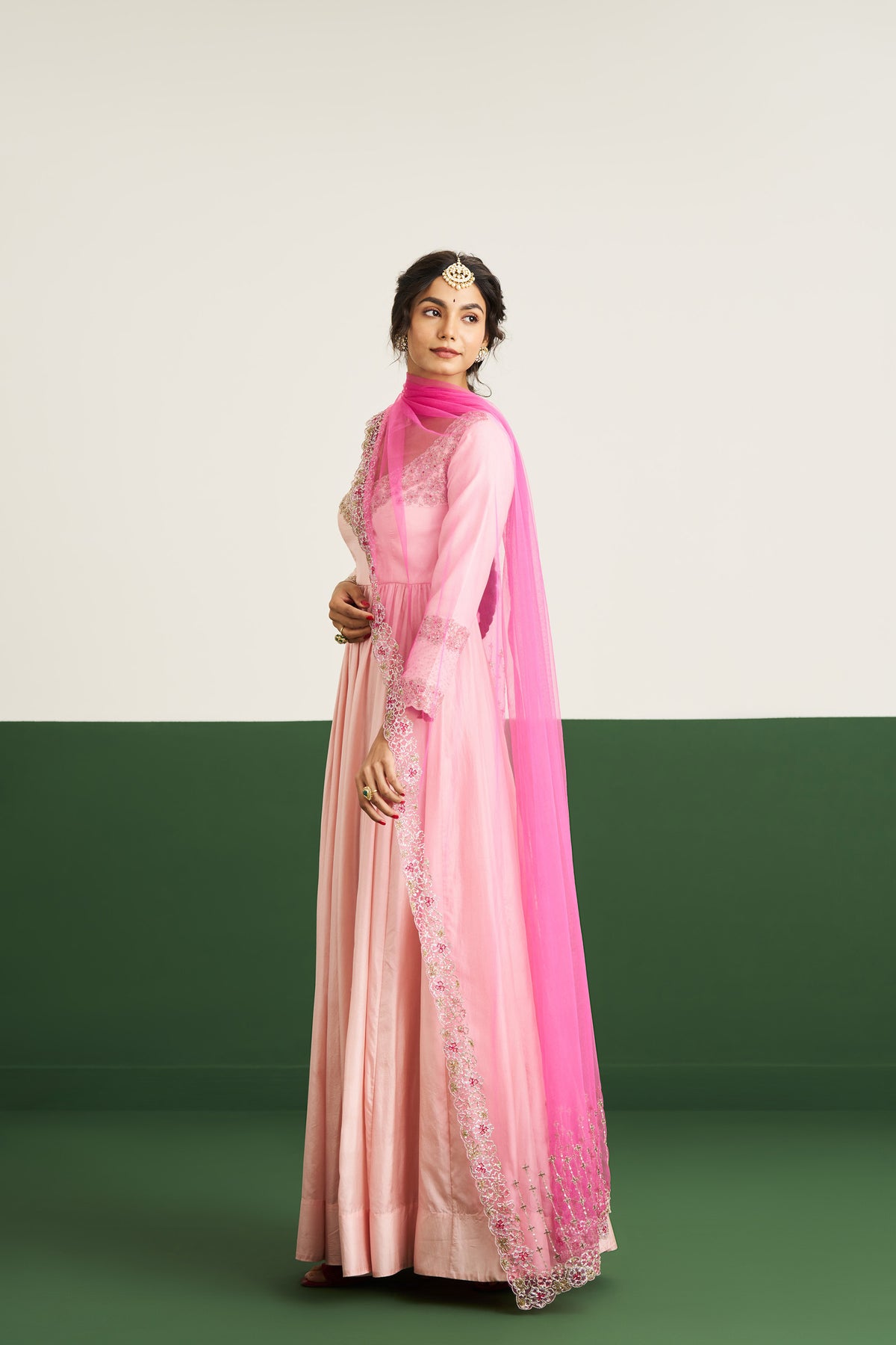 Sarah Dress With Dupatta - Peach