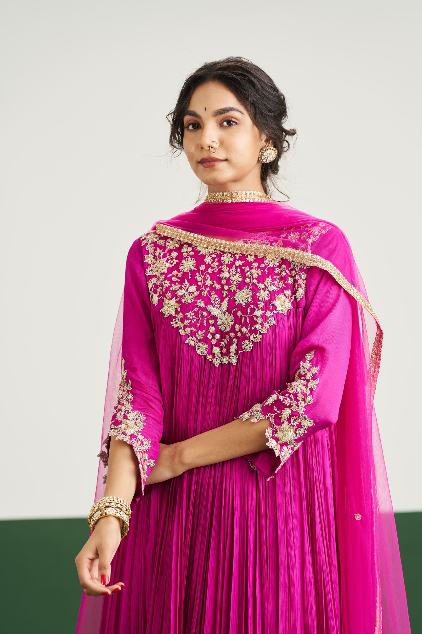 Rachel Dress with Dupatta - Magentha