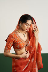 Amber Saree Set - Rust