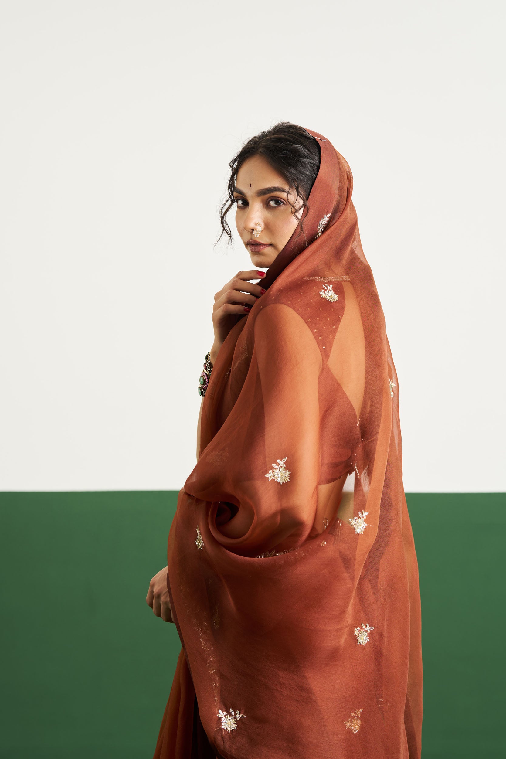 Alyssa Saree Set - Brown