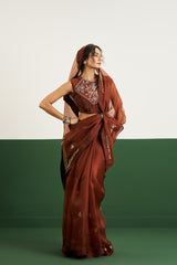 Alyssa Saree Set - Brown