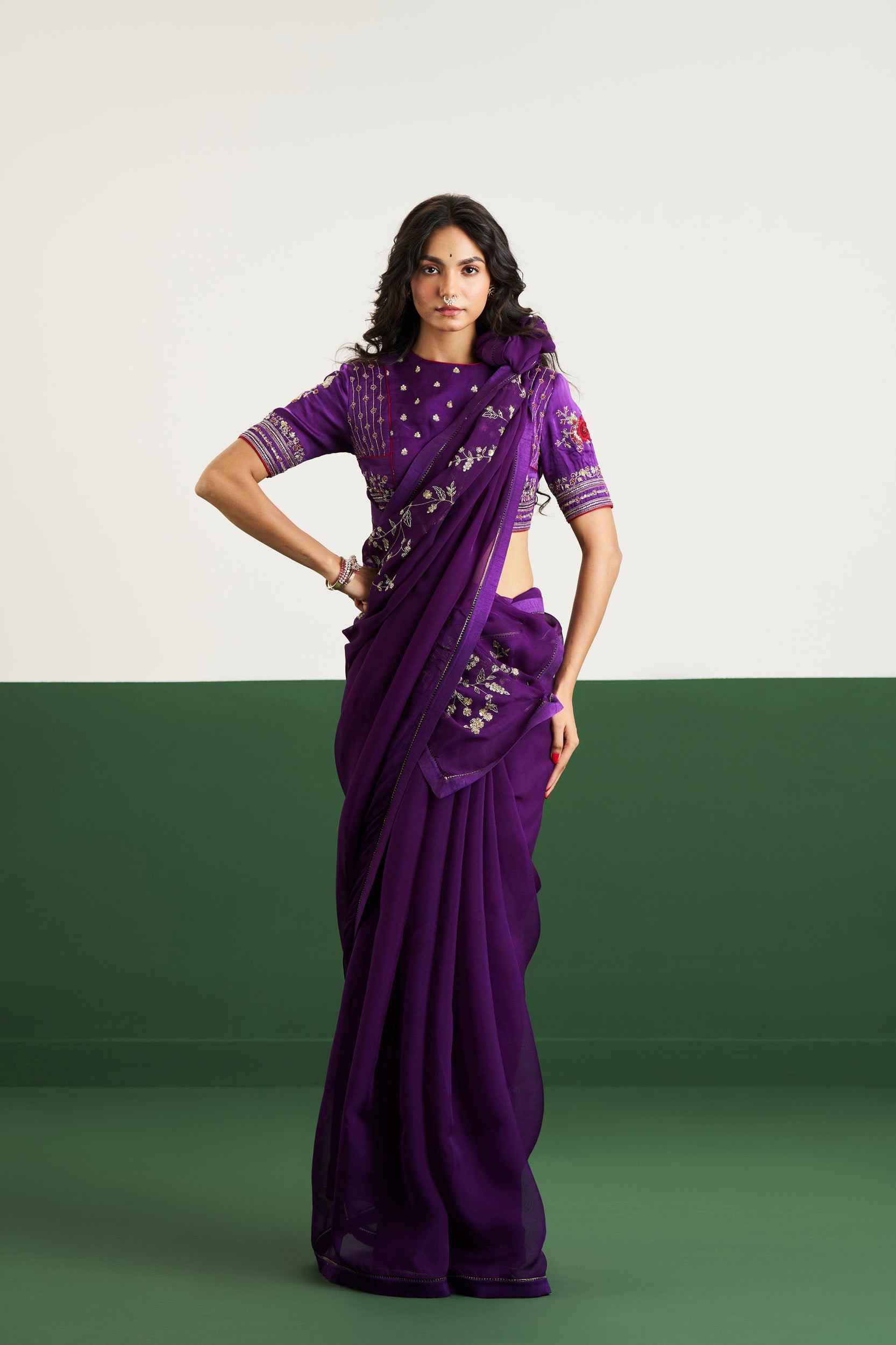 Natalie Saree Set - Purple