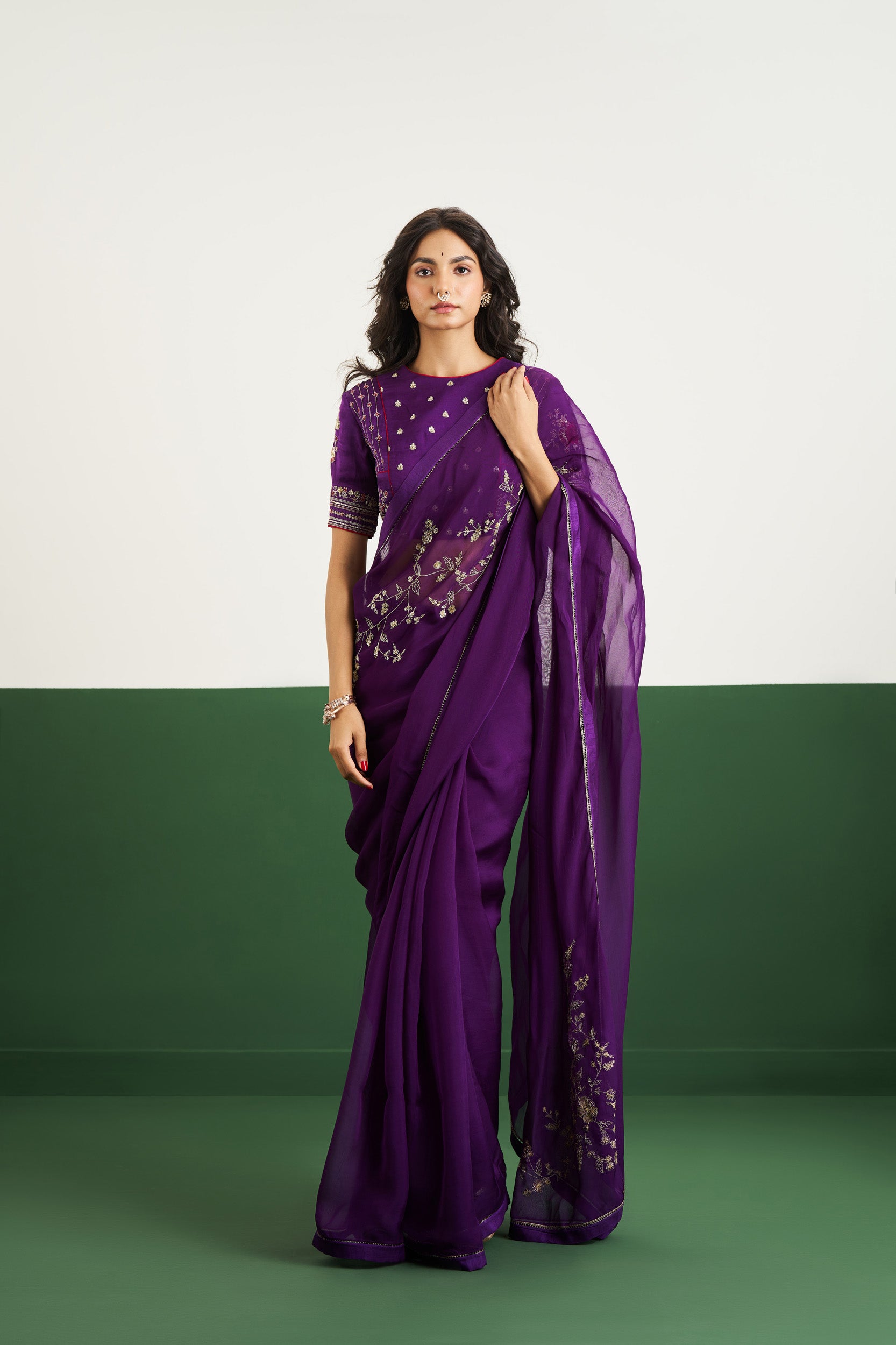 Natalie Saree Set - Purple