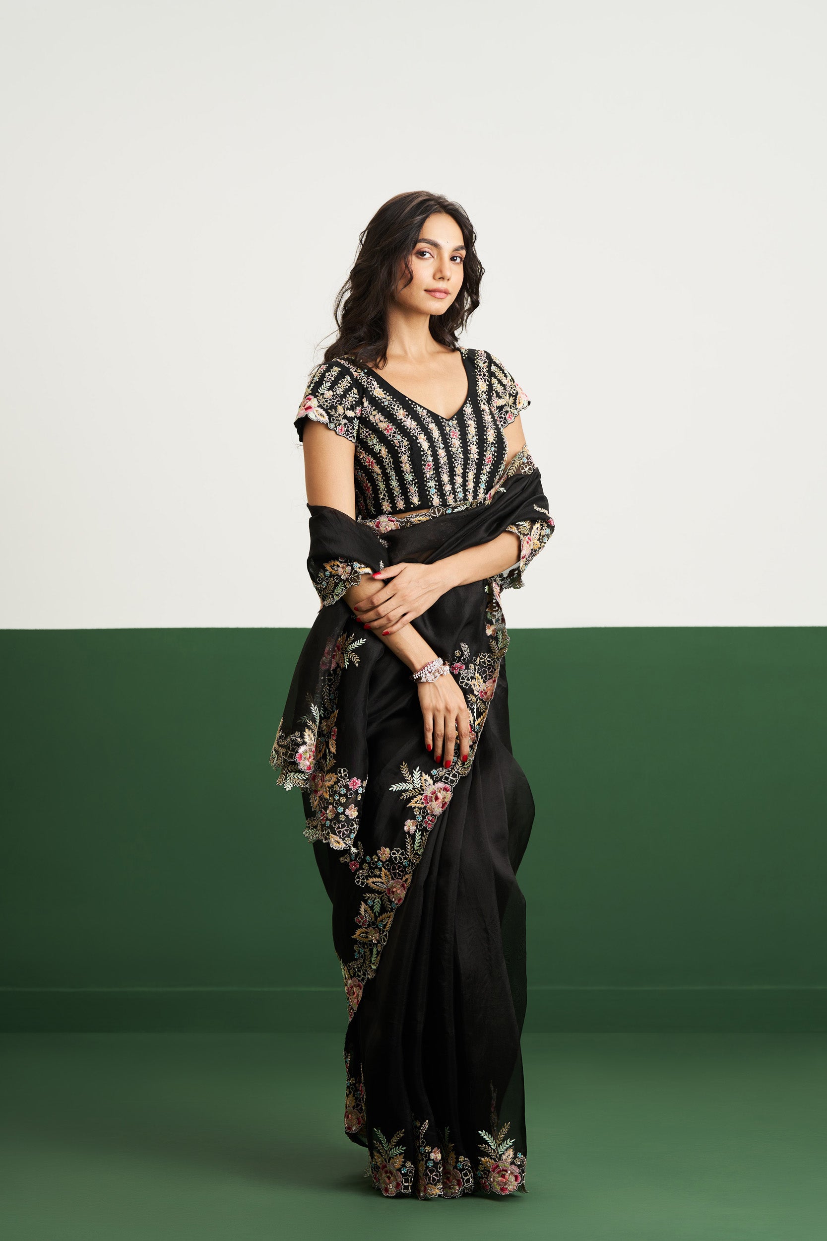 Kayla Saree Set - Black