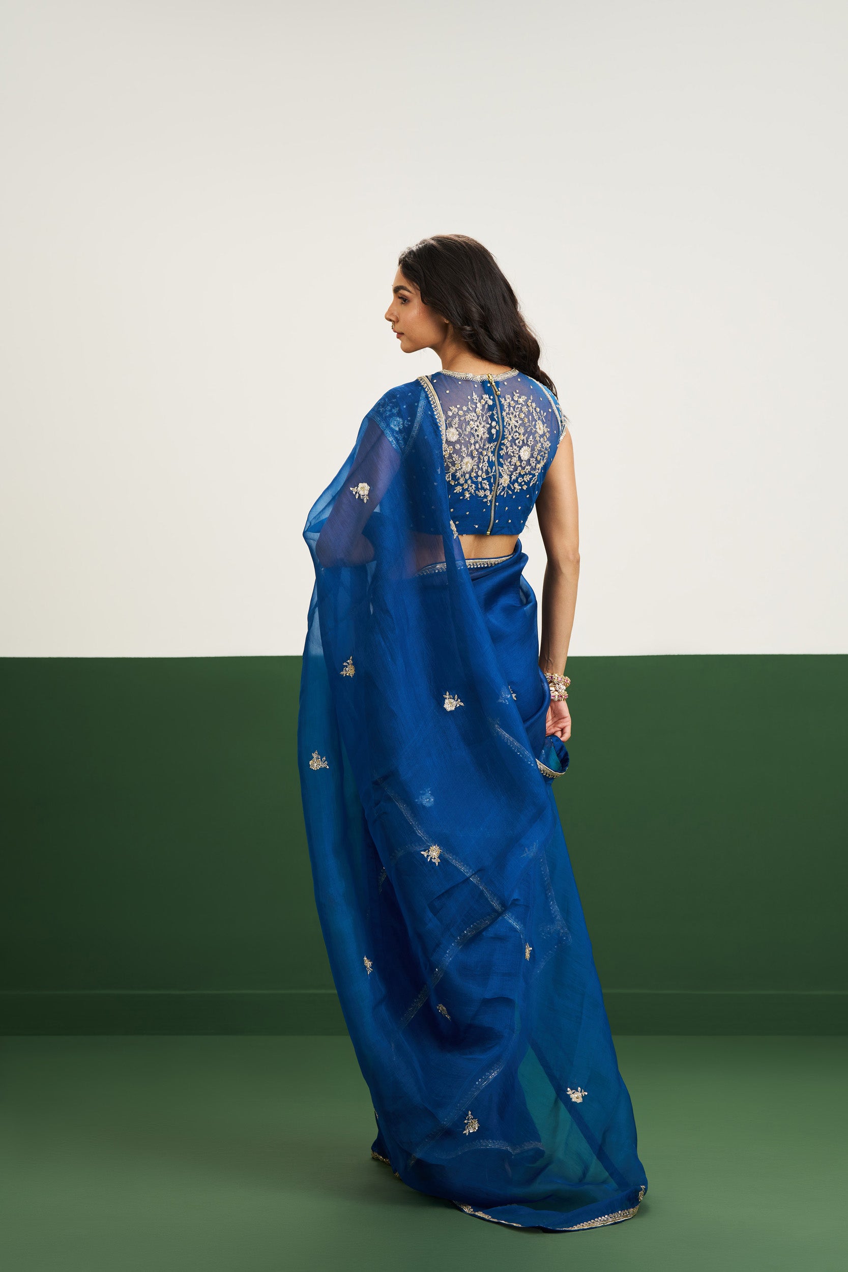 Hannah Saree Set - Peacock Blue
