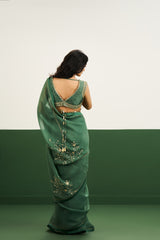 Megan Saree Set - Pine Green