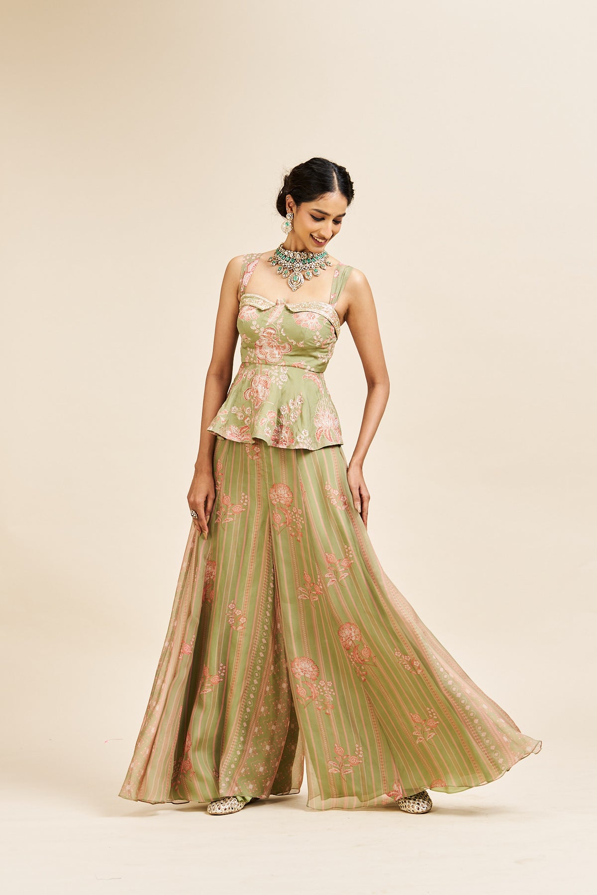 Nayira peplum set_ Green