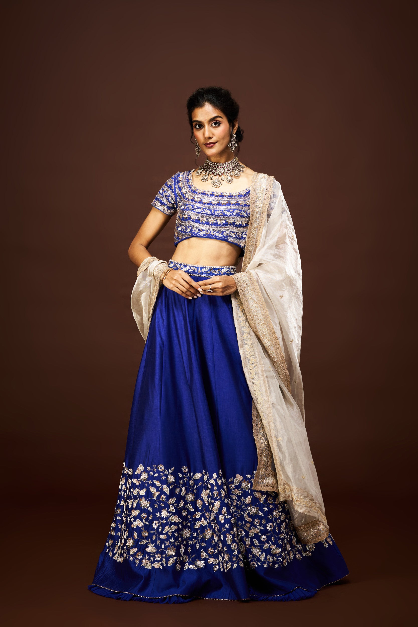 Leena lehenga set with dupatta - Blue