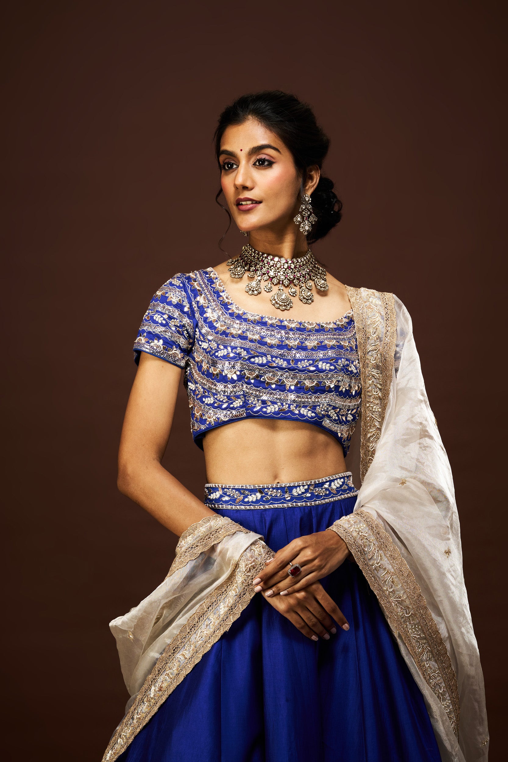 Leena lehenga set with dupatta - Blue