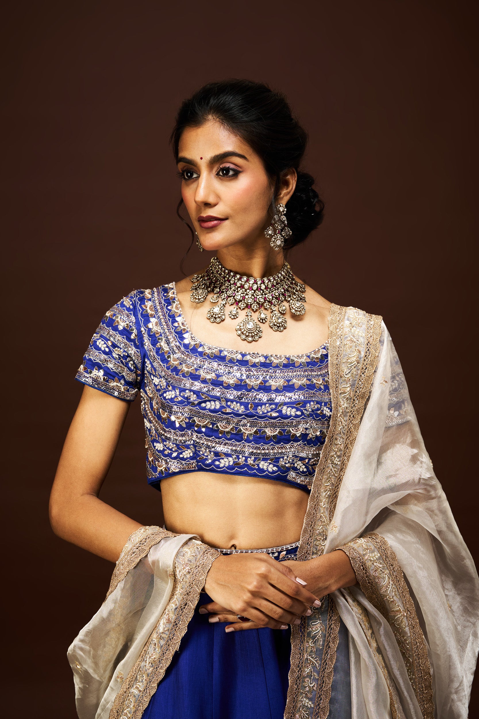 Leena lehenga set with dupatta - Blue