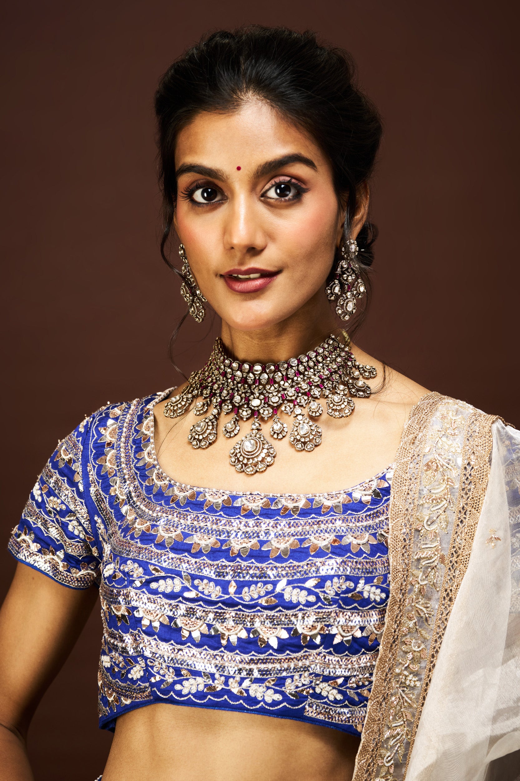 Leena lehenga set with dupatta - Blue
