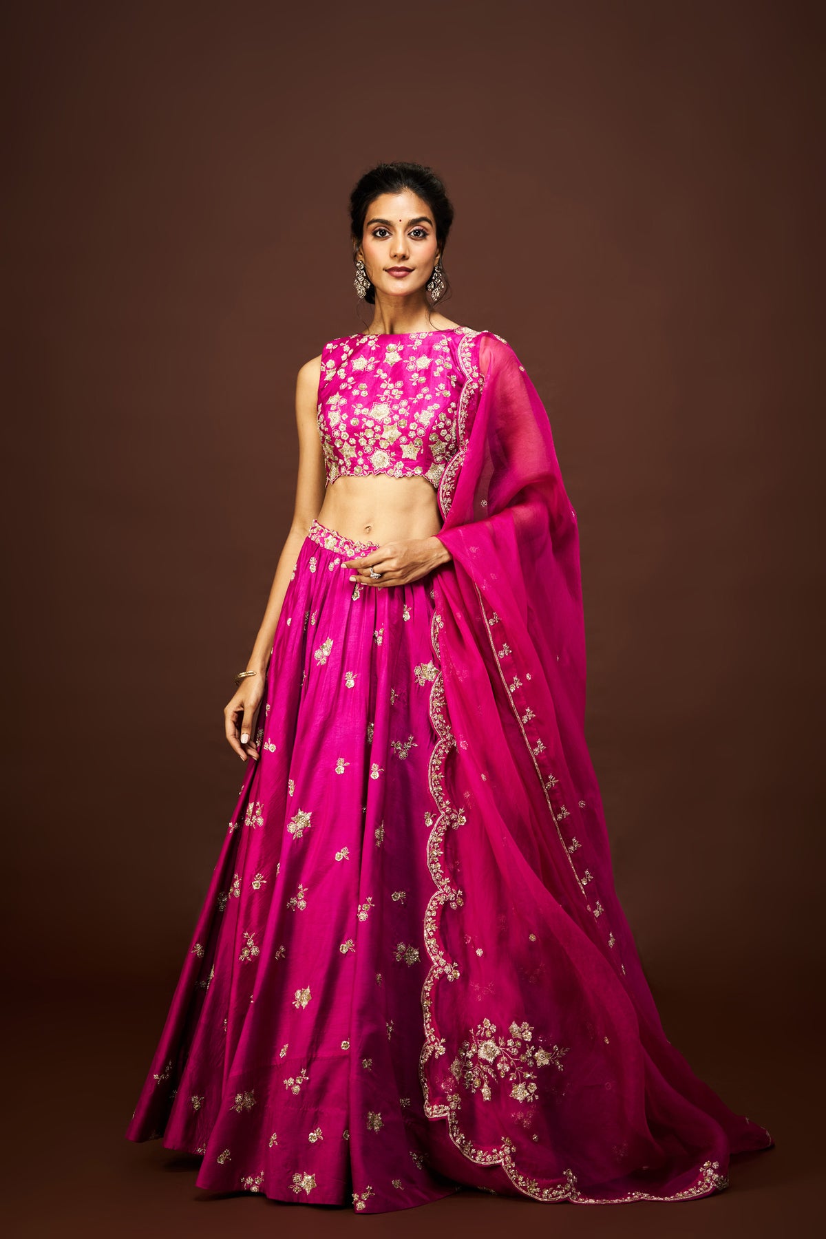 Tisha lehenga set with dupatta - Magentha