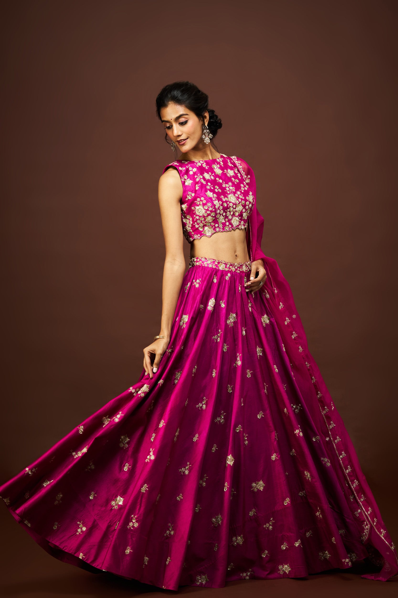 Tisha lehenga set with dupatta - Magentha