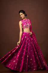 Tisha lehenga set with dupatta - Magentha