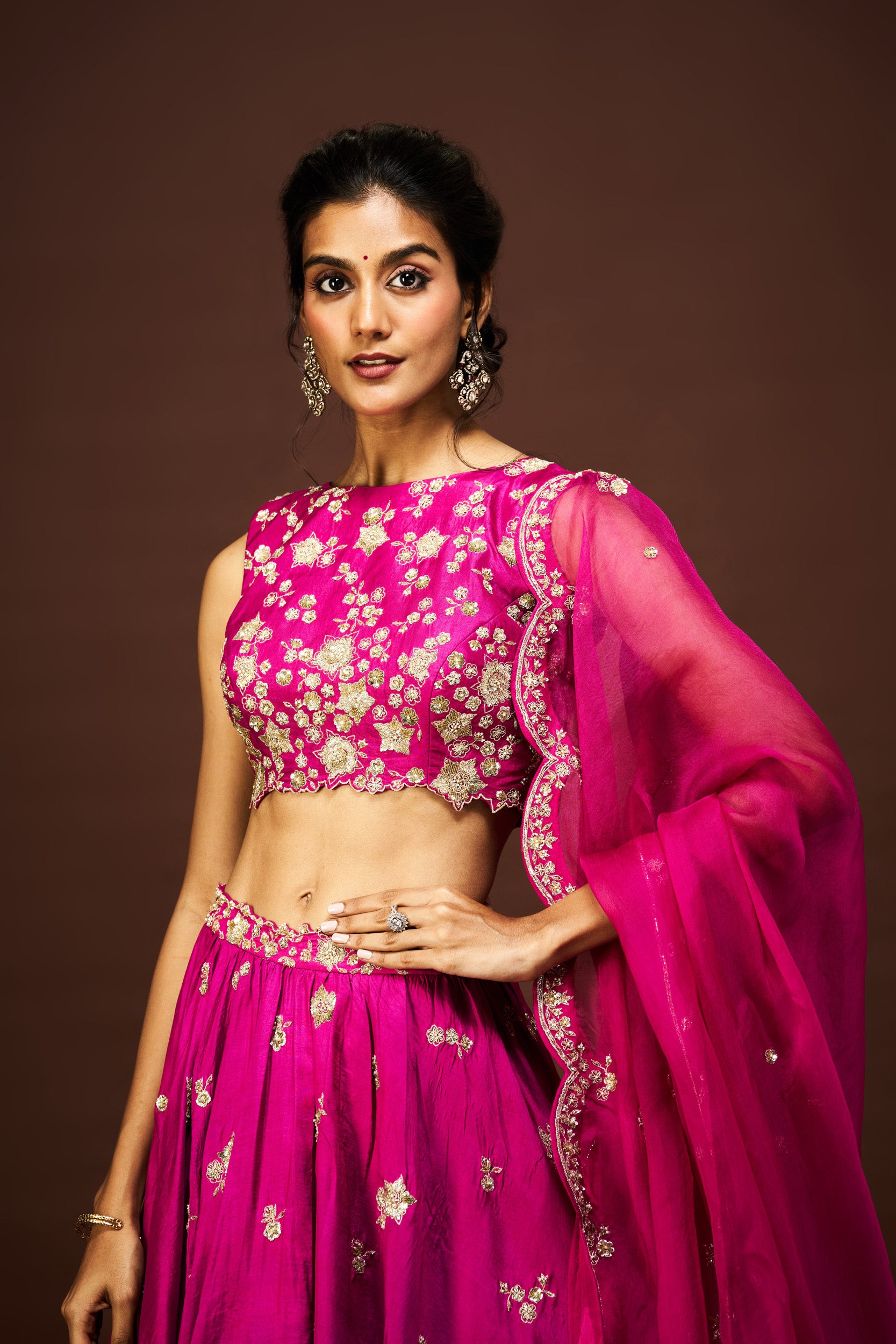 Tisha lehenga set with dupatta - Magentha