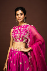 Tisha lehenga set with dupatta - Magentha