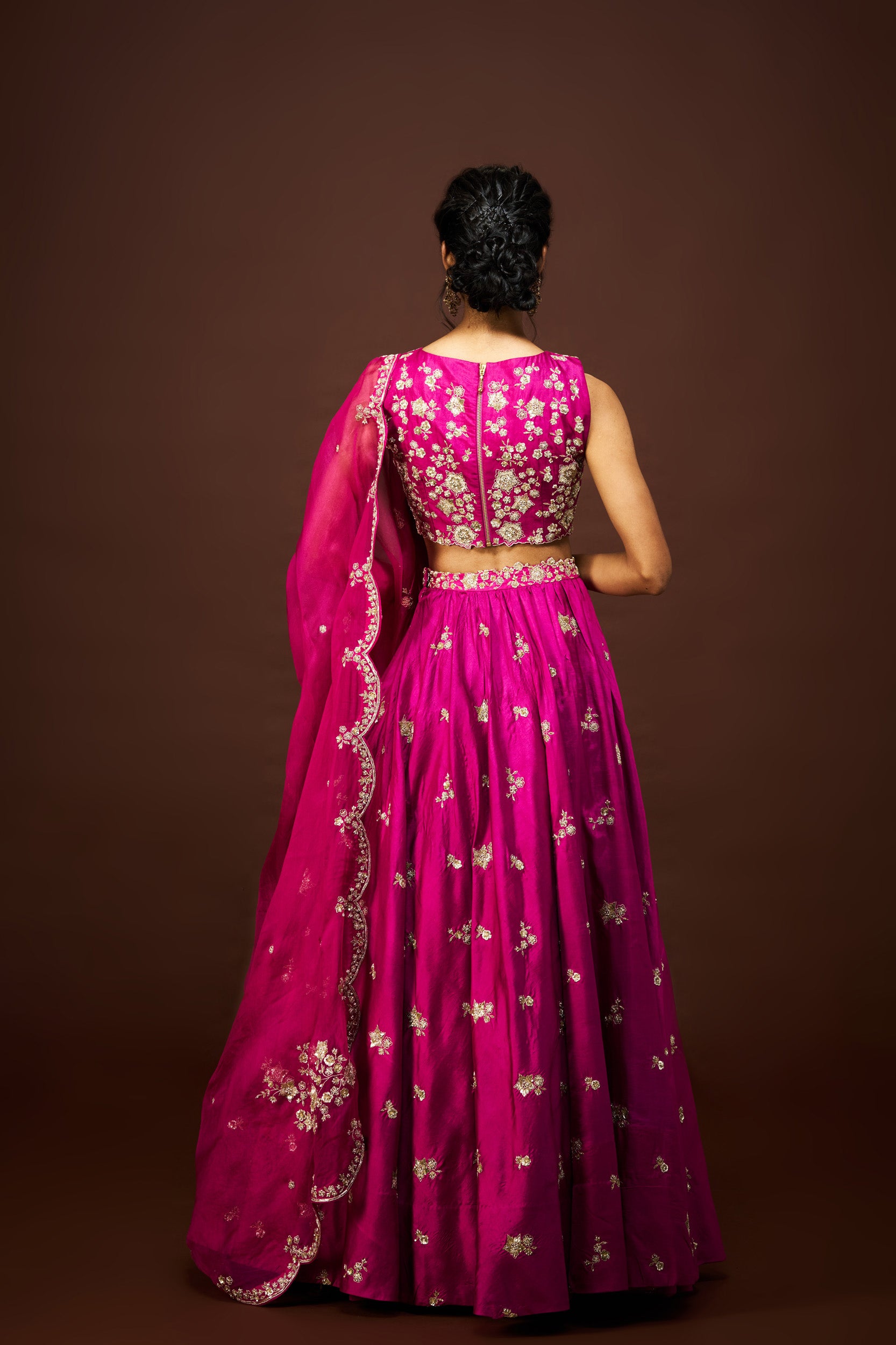 Tisha lehenga set with dupatta - Magentha