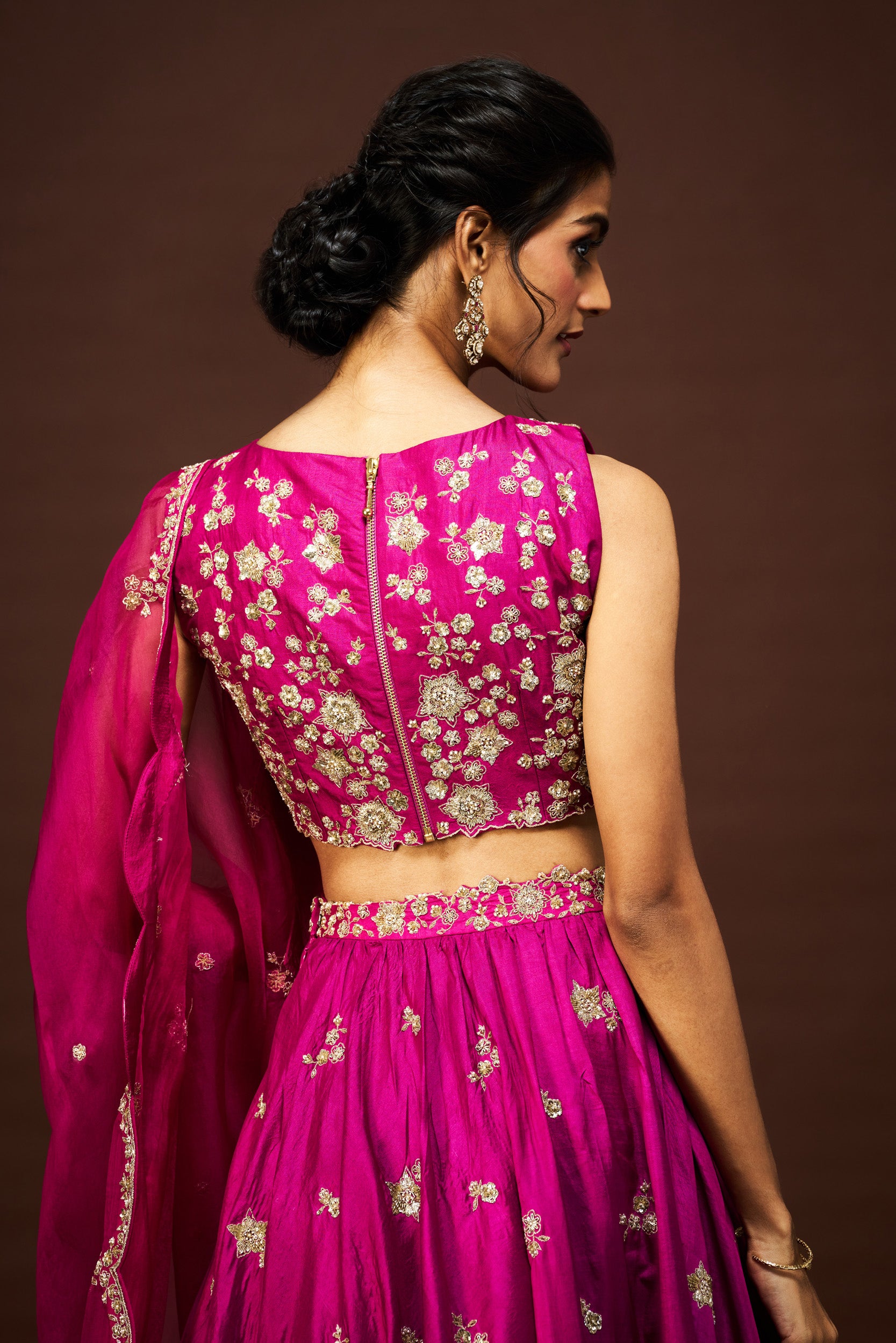 Tisha lehenga set with dupatta - Magentha