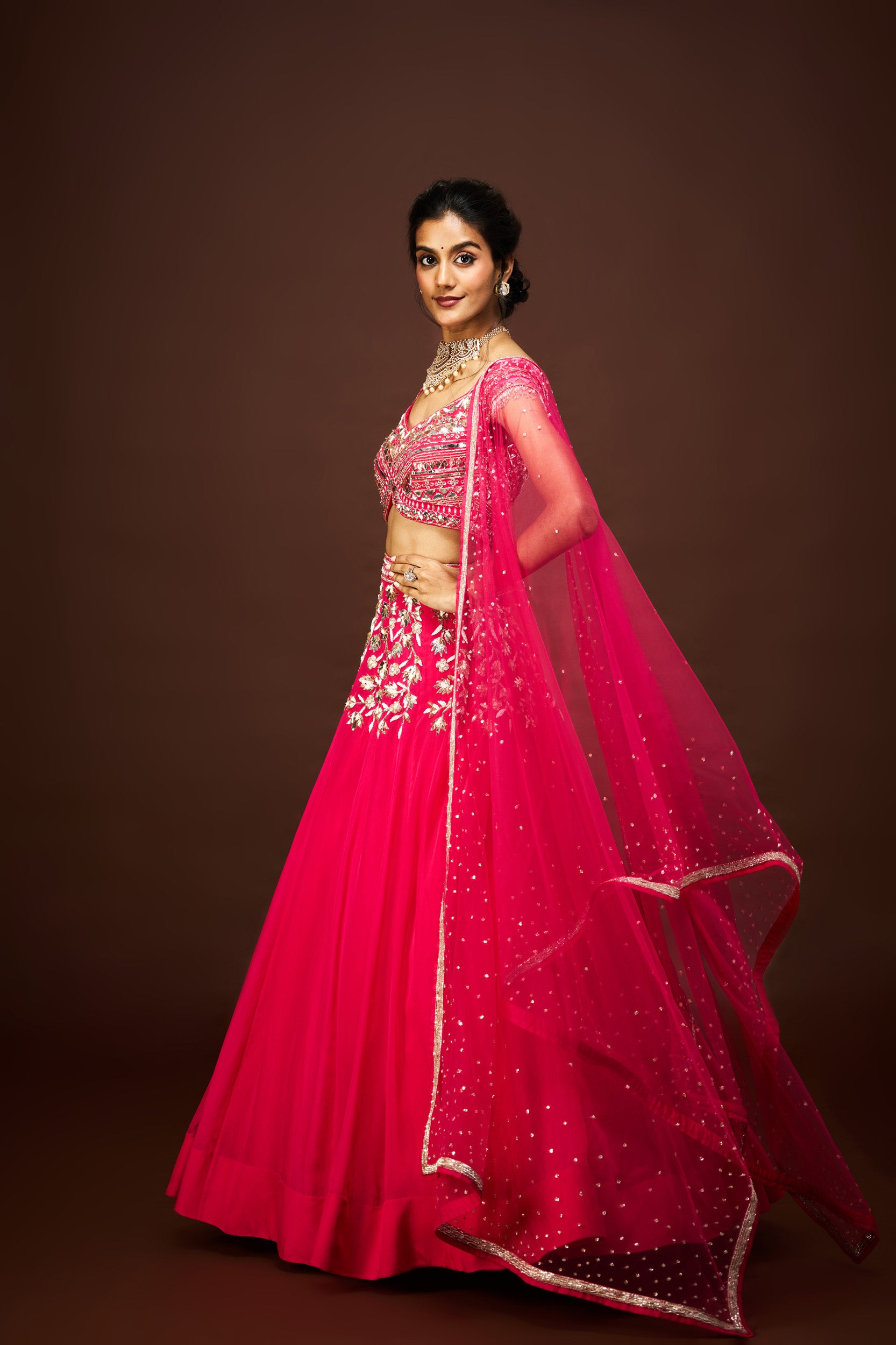 Idaya lehenga set with dupatta - Pink