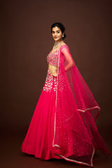 Idaya lehenga set with dupatta - Pink