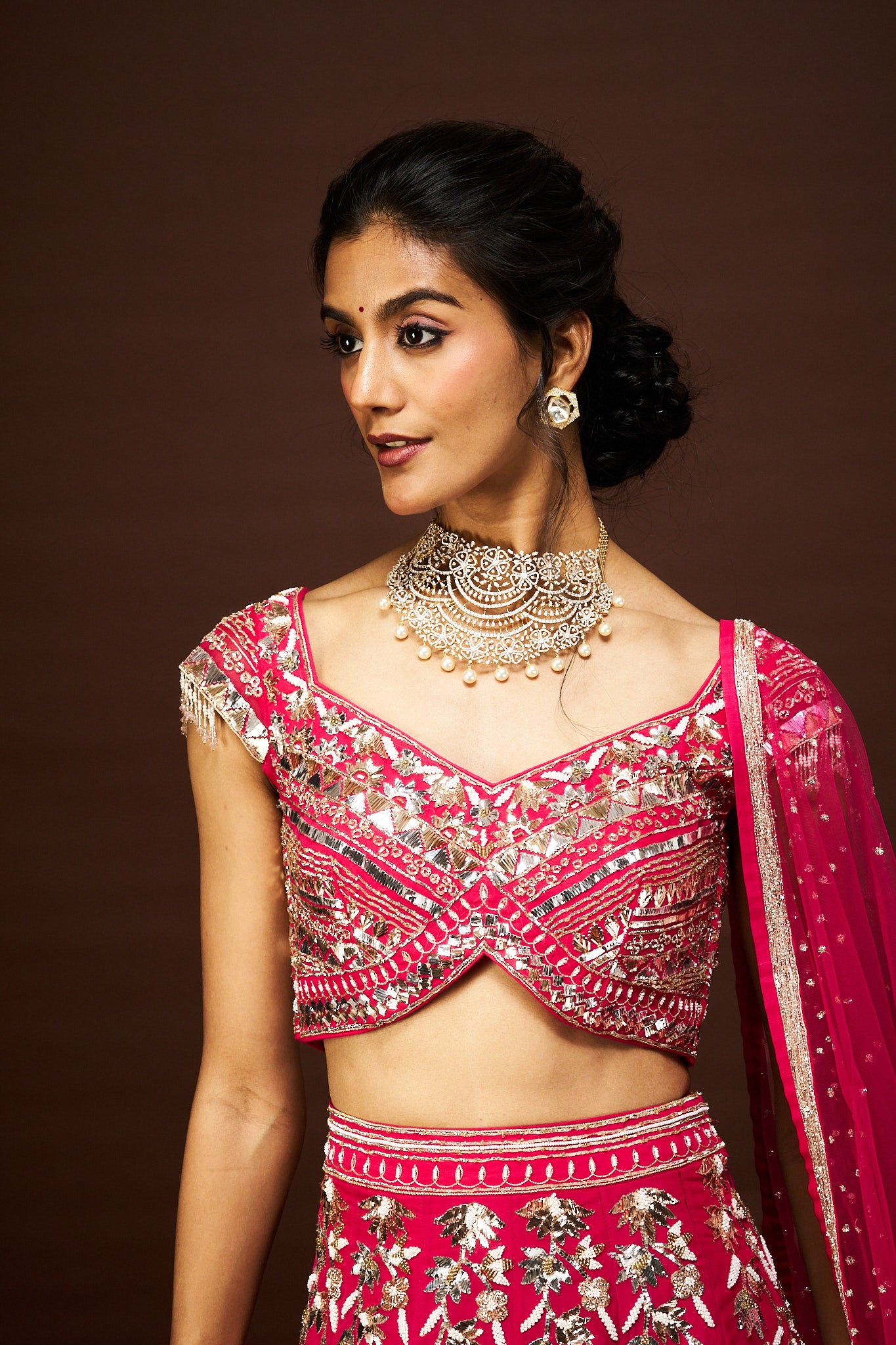 Idaya lehenga set with dupatta - Pink