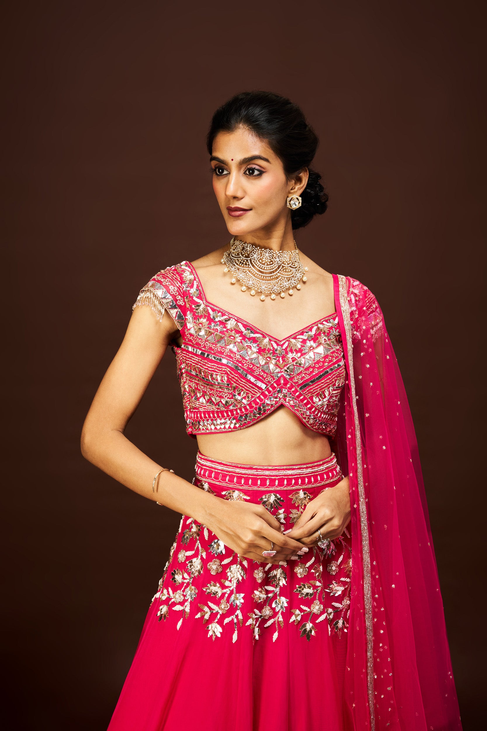 Idaya lehenga set with dupatta - Pink