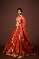 Yuktha lehenga set with dupatta - Rust