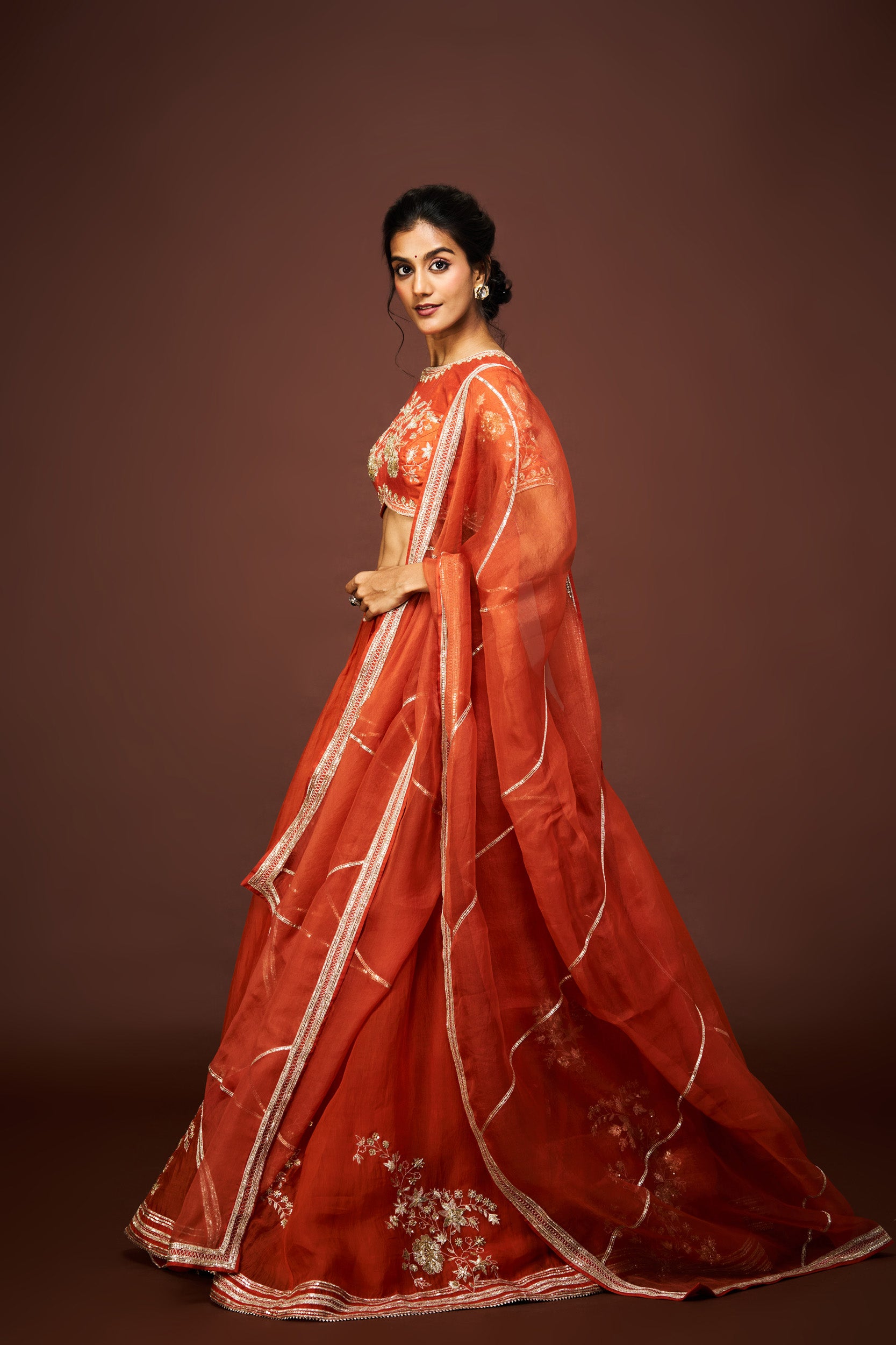Yuktha lehenga set with dupatta - Rust