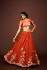 Yuktha lehenga set with dupatta - Rust