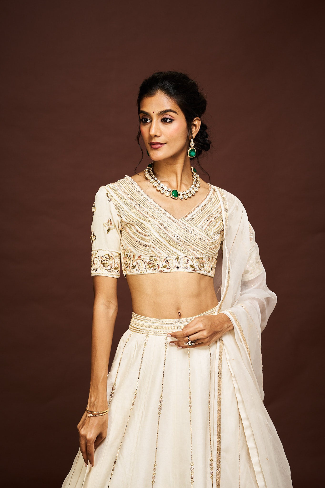 Thiya lehenga set set with dupatta - Ivory